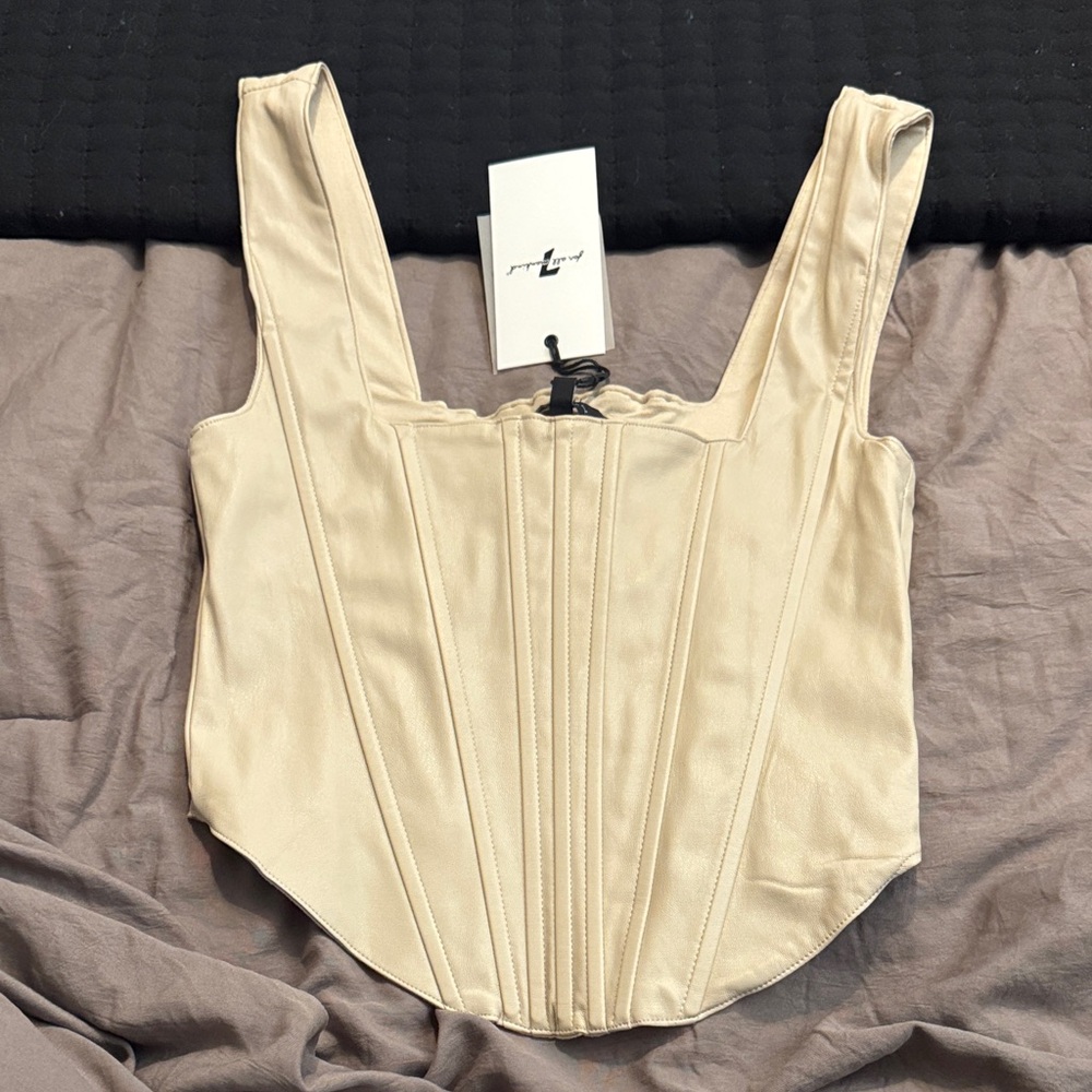 7 For All Mankind Beige Corset Crop Top
